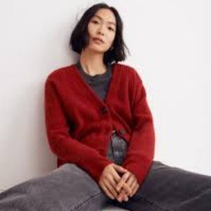 Madewell Cameron Ribbed Cardigan Wild Cranberry XS NWT